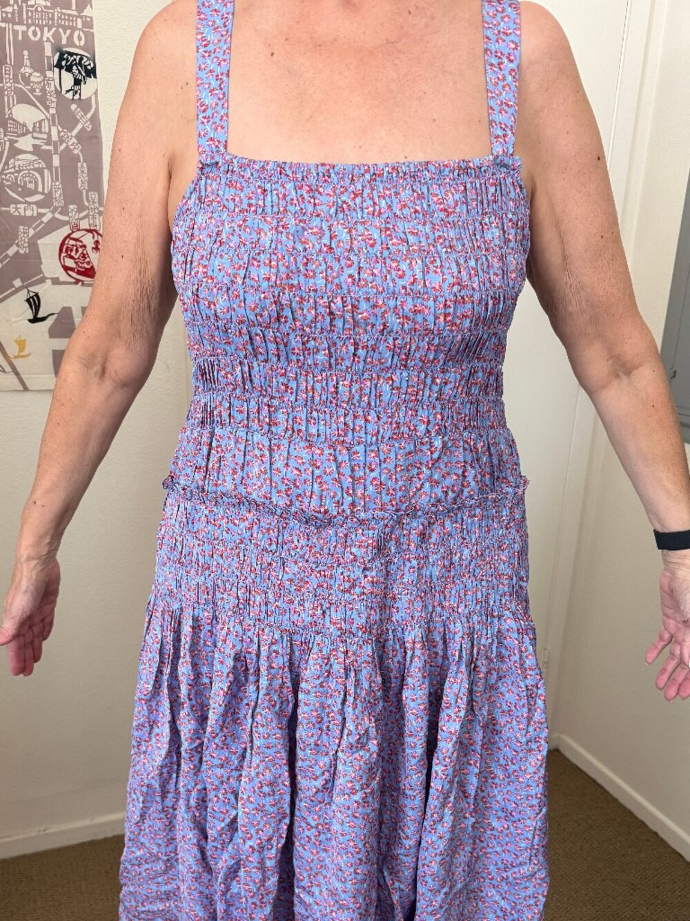 J.Crew Smocked Midi Dress in Summer Fields Print NWT